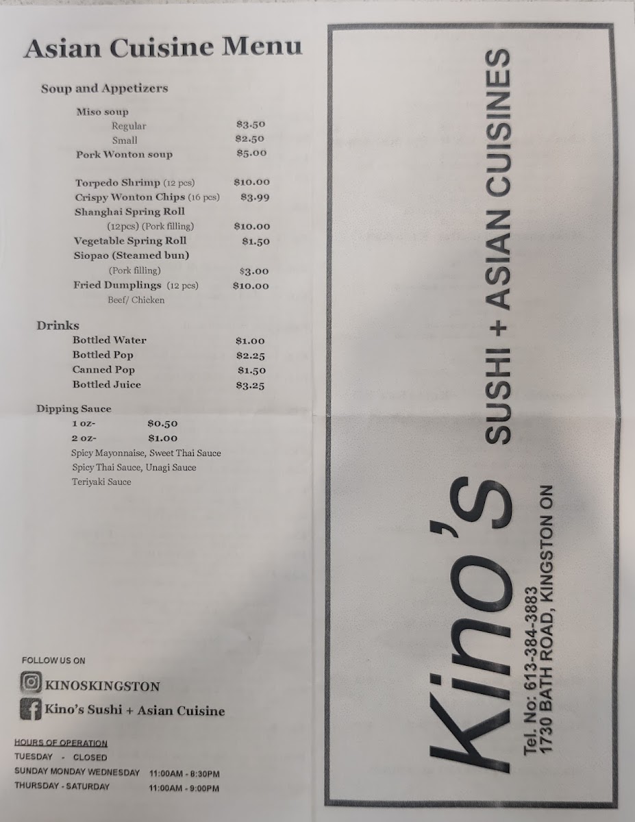 Menu Kino’S Sushi And Asian Cuisines-8
