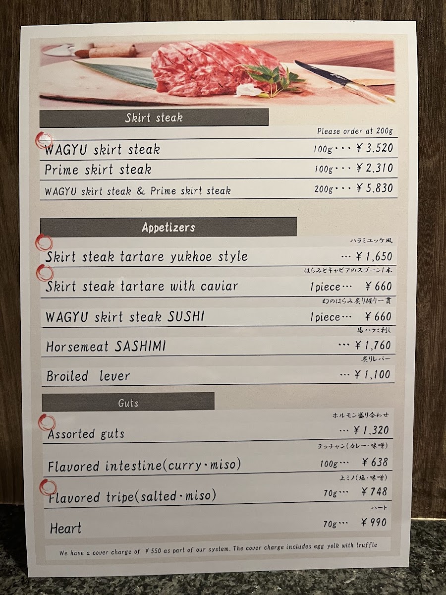 Menu Kitashinchi-Harami Honten-5