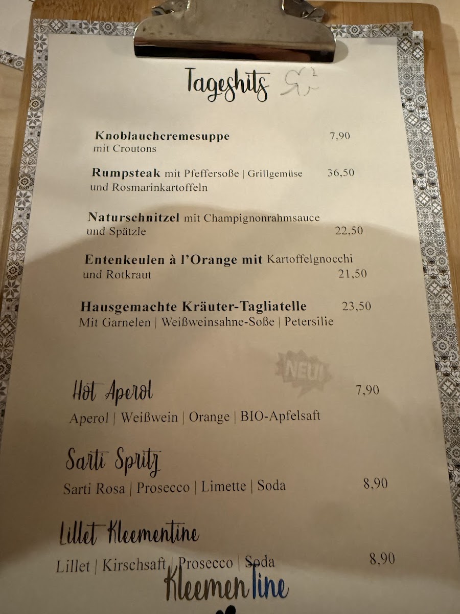 Menu Kleementine Restaurant-1