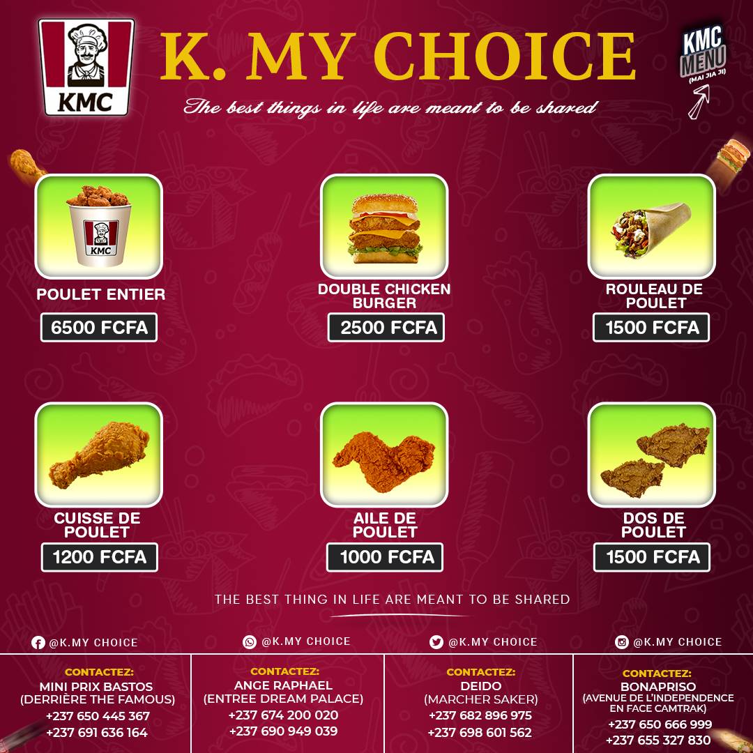 Menu Kmc Bastos Yaoundé-1