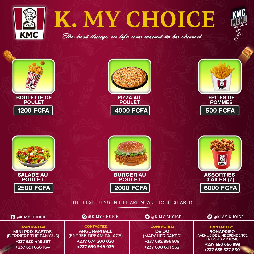 Menu Kmc Bastos Yaoundé-2