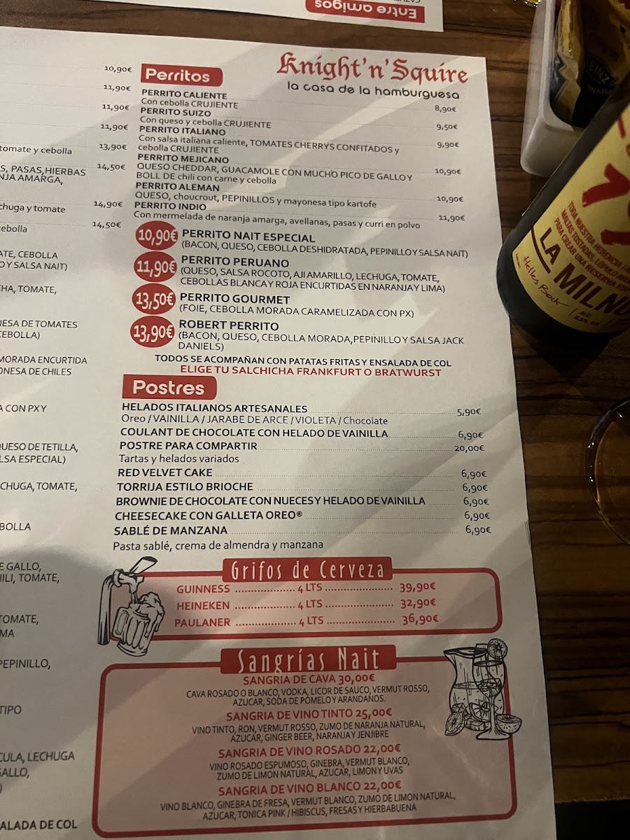 Menu Knight 'n' Squire-1