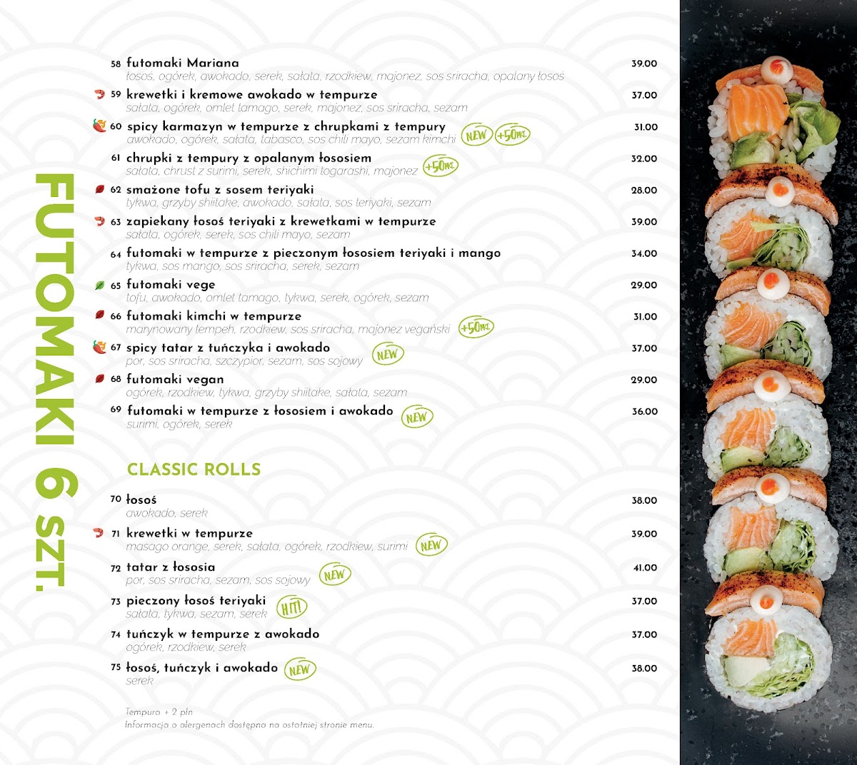 Menu Koku Sushi Białystok - Restauracja Koku Sushi Ul. Kilińskiego 7/1-3