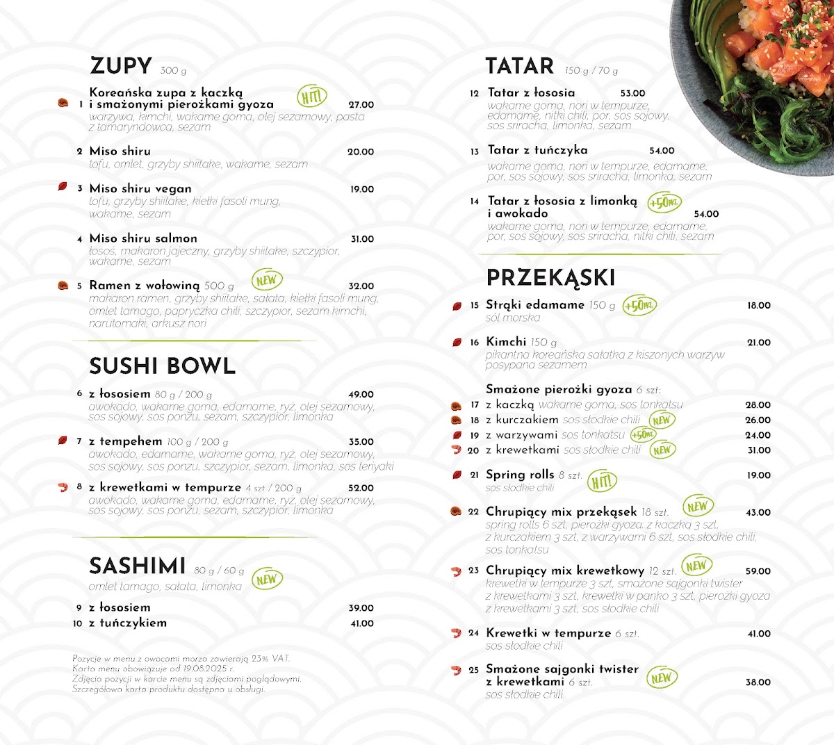 Menu Koku Sushi Białystok - Restauracja Koku Sushi Ul. Kilińskiego 7/1-5