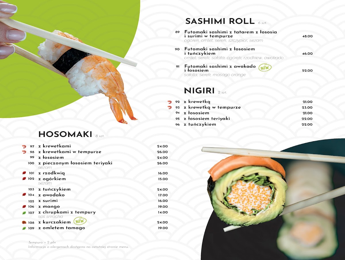 Menu Koku Sushi Białystok - Restauracja Koku Sushi Ul. Kilińskiego 7/1-6