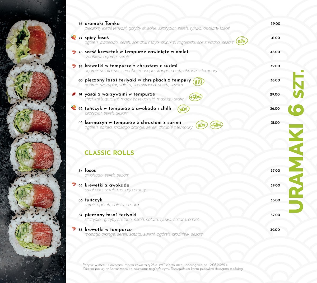 Menu Koku Sushi Białystok - Restauracja Koku Sushi Ul. Kilińskiego 7/1-9