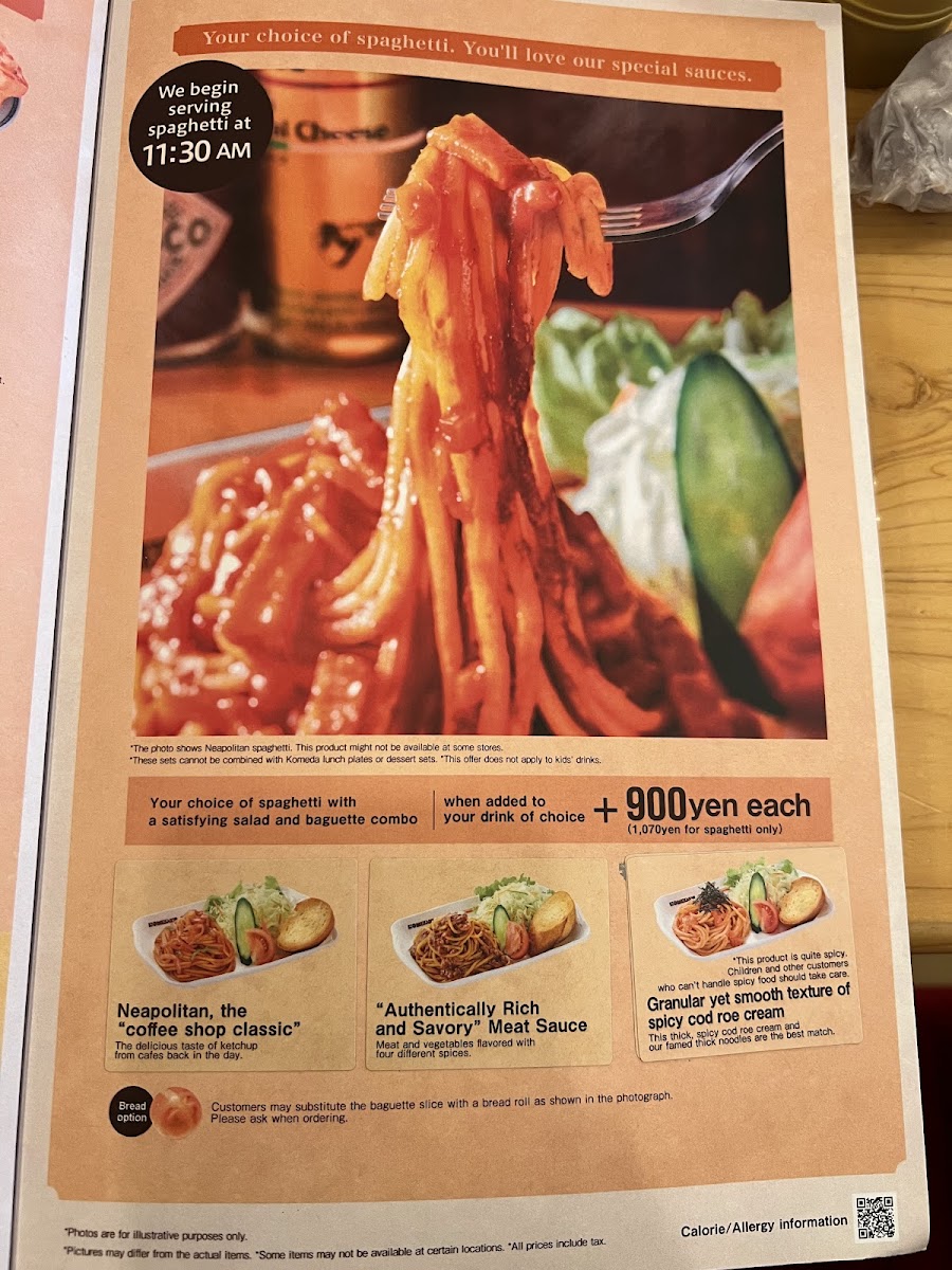 Menu Komeda's Coffee Okinawa Chatan Route 58-1