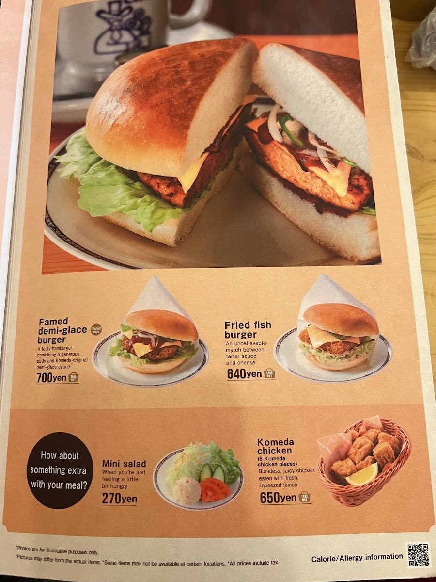 Menu Komeda's Coffee Okinawa Chatan Route 58-4