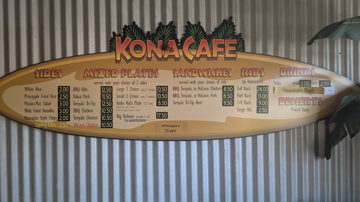 Menu Kona Cafe Hawaiian Barbeque And Catering-1