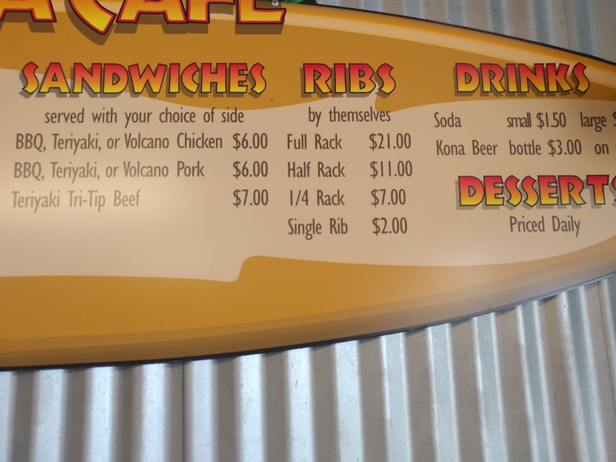 Menu Kona Cafe Hawaiian Barbeque And Catering-10