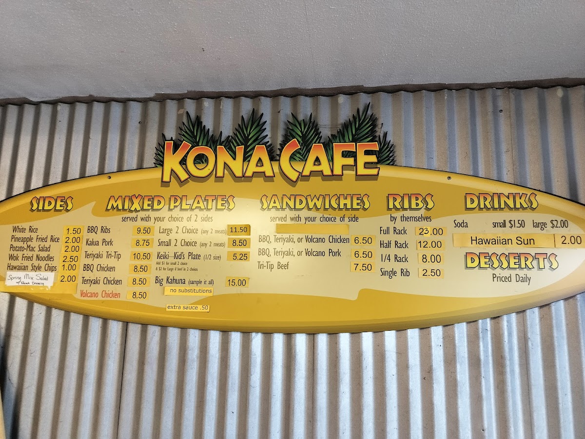 Menu Kona Cafe Hawaiian Barbeque And Catering-2