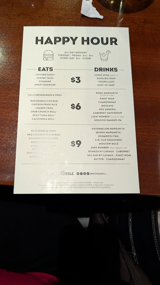 Menu Kona Grill - Eden Prairie-6