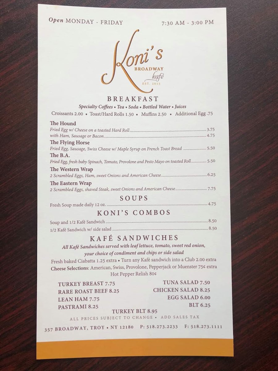 Menu Koni's Broadway Kafe-3