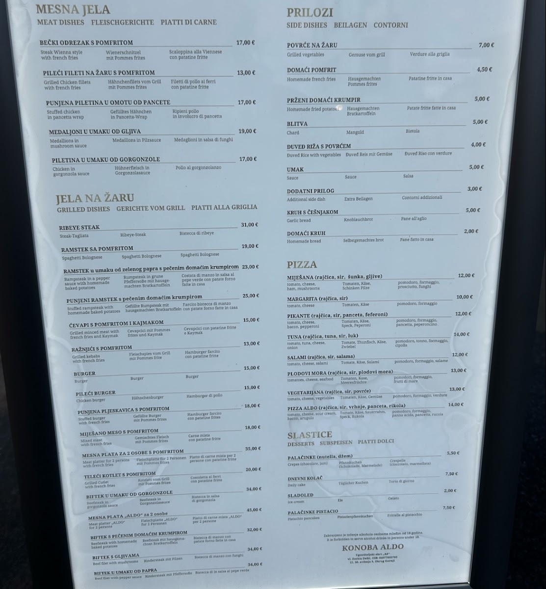 Menu Konoba Pizzeria Aldo-1