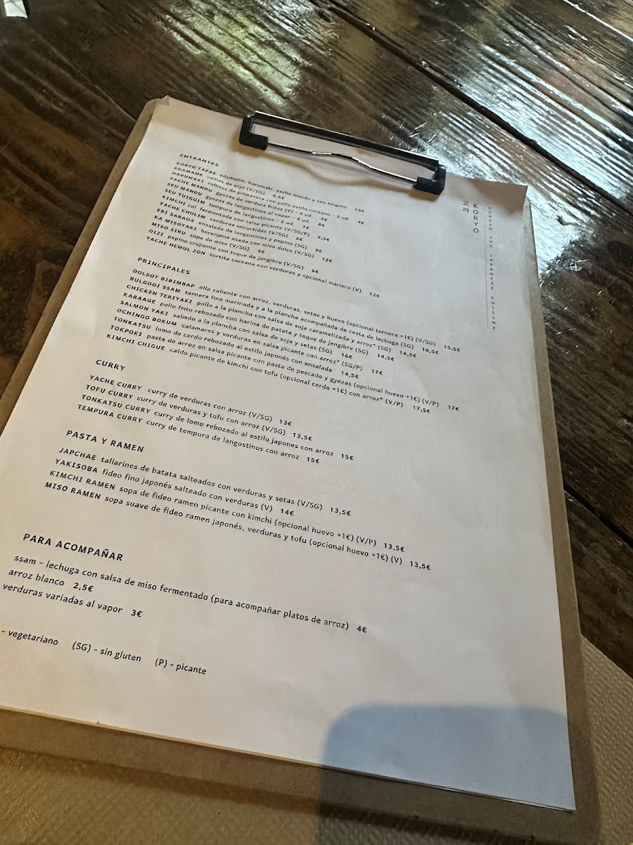 Menu Koryo-2