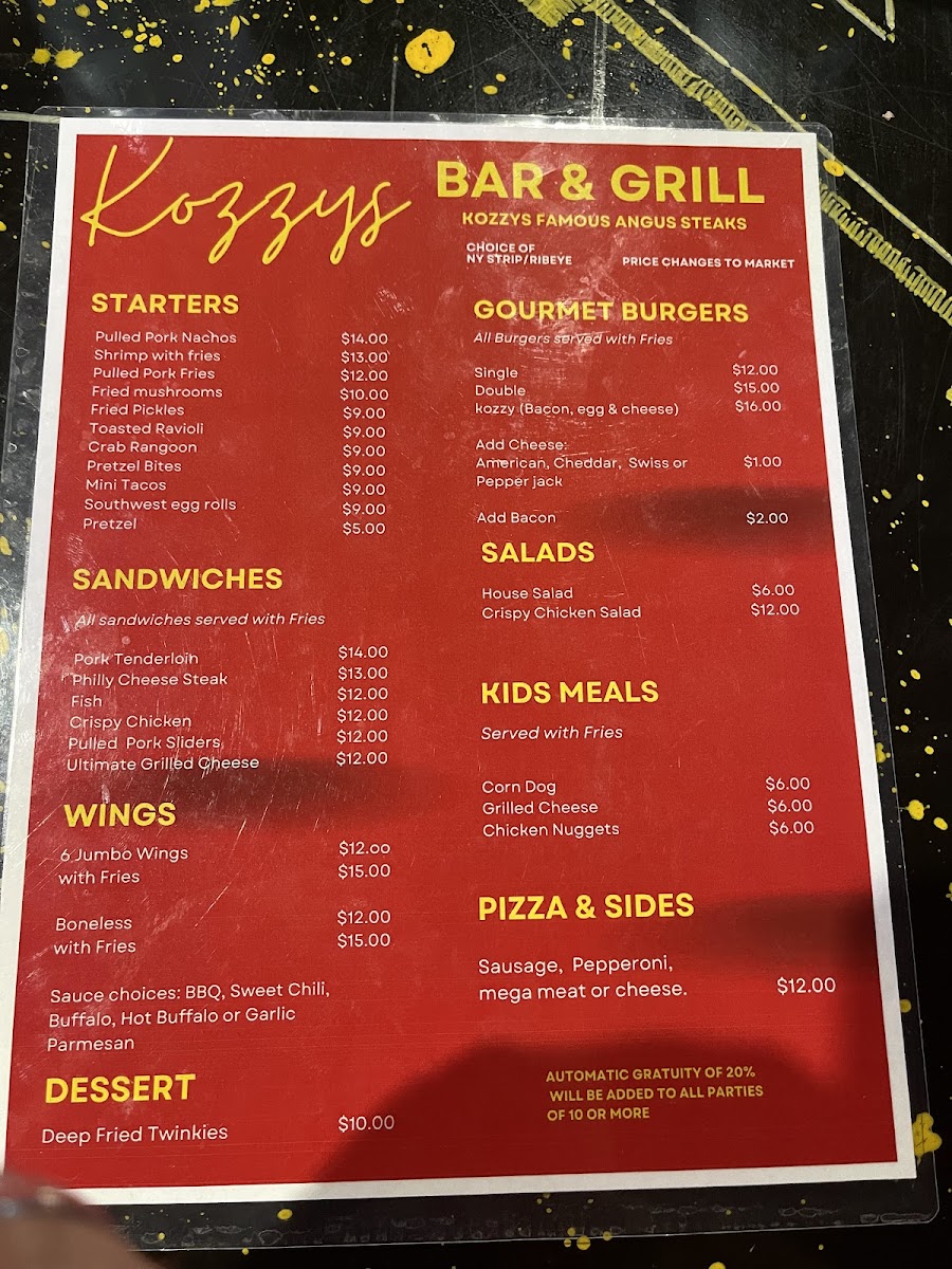 Menu Kozzys-1