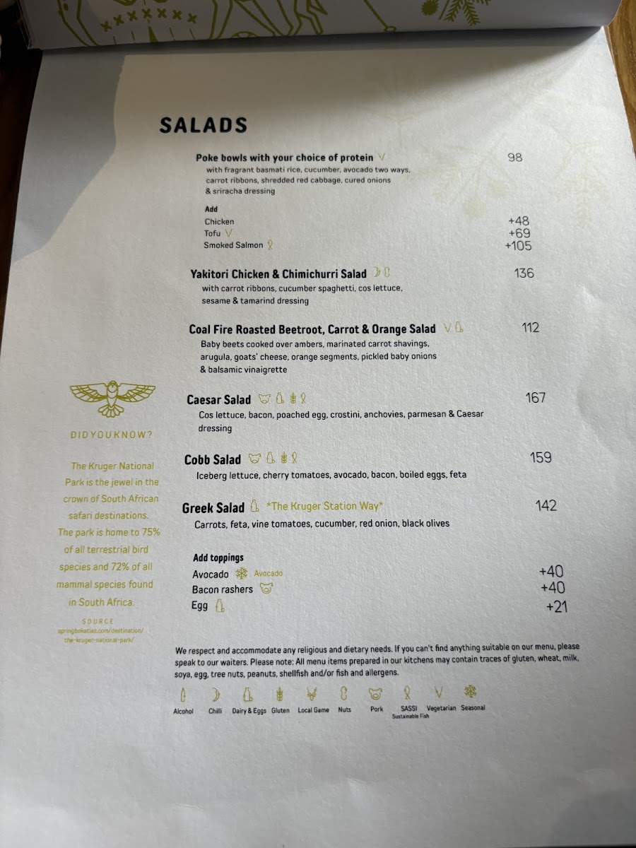 Menu Kruger Station Restaurant @ Skukuza Rest Camp-2