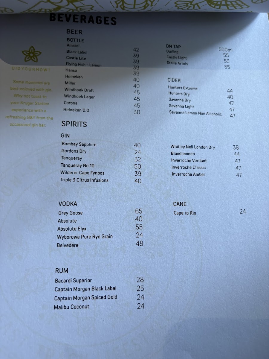 Menu Kruger Station Restaurant @ Skukuza Rest Camp-7