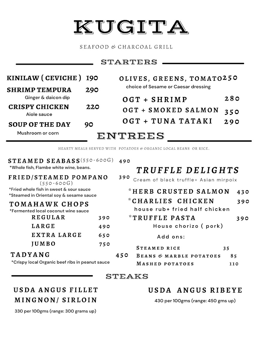 Menu Kugita Seafood & Charcoal Grill-1