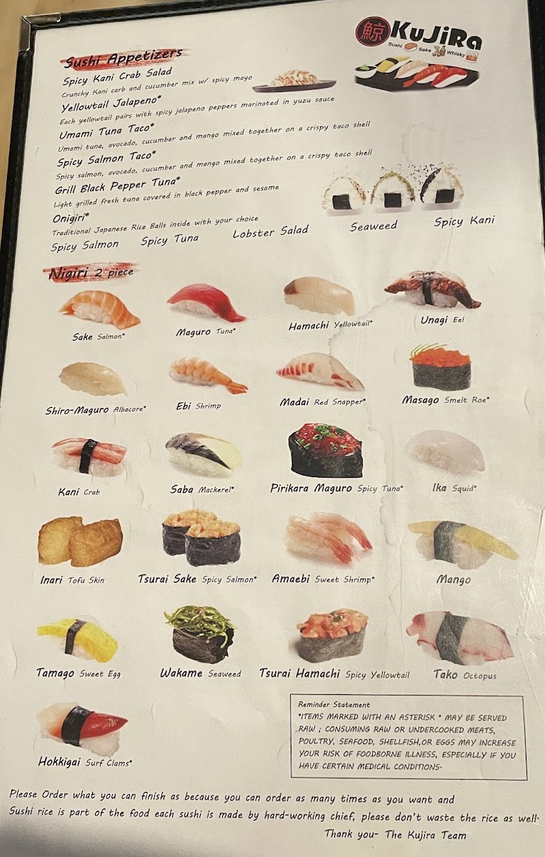 Menu Kujira Sushi & Bar-1