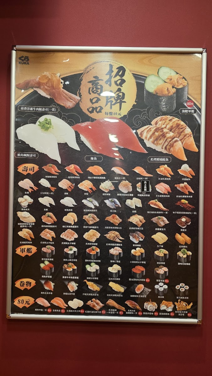Menu Kura Sushi Taichung Fuke Rd. Branch-2