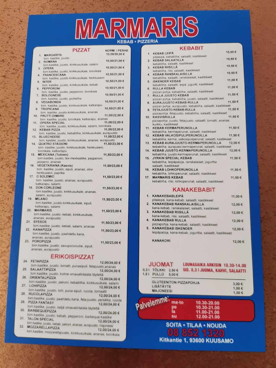 Menu Kuusamon Marmaris Pizzeria-2