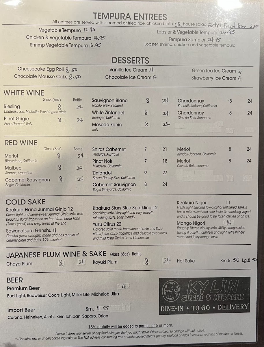 Menu Kylin Sushi & Hibachi-2