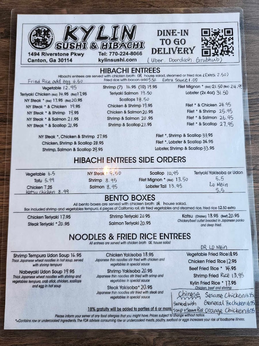 Menu Kylin Sushi & Hibachi-5
