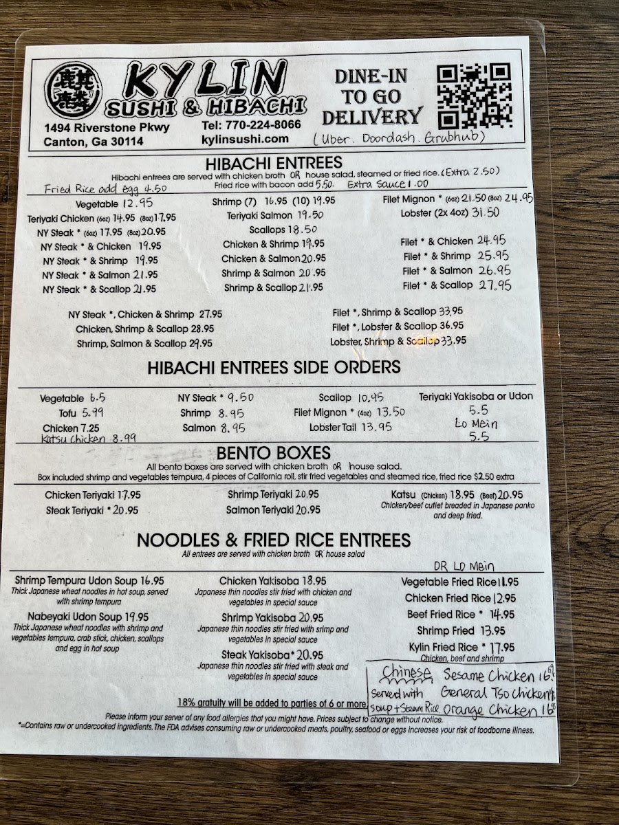 Menu Kylin Sushi & Hibachi-6