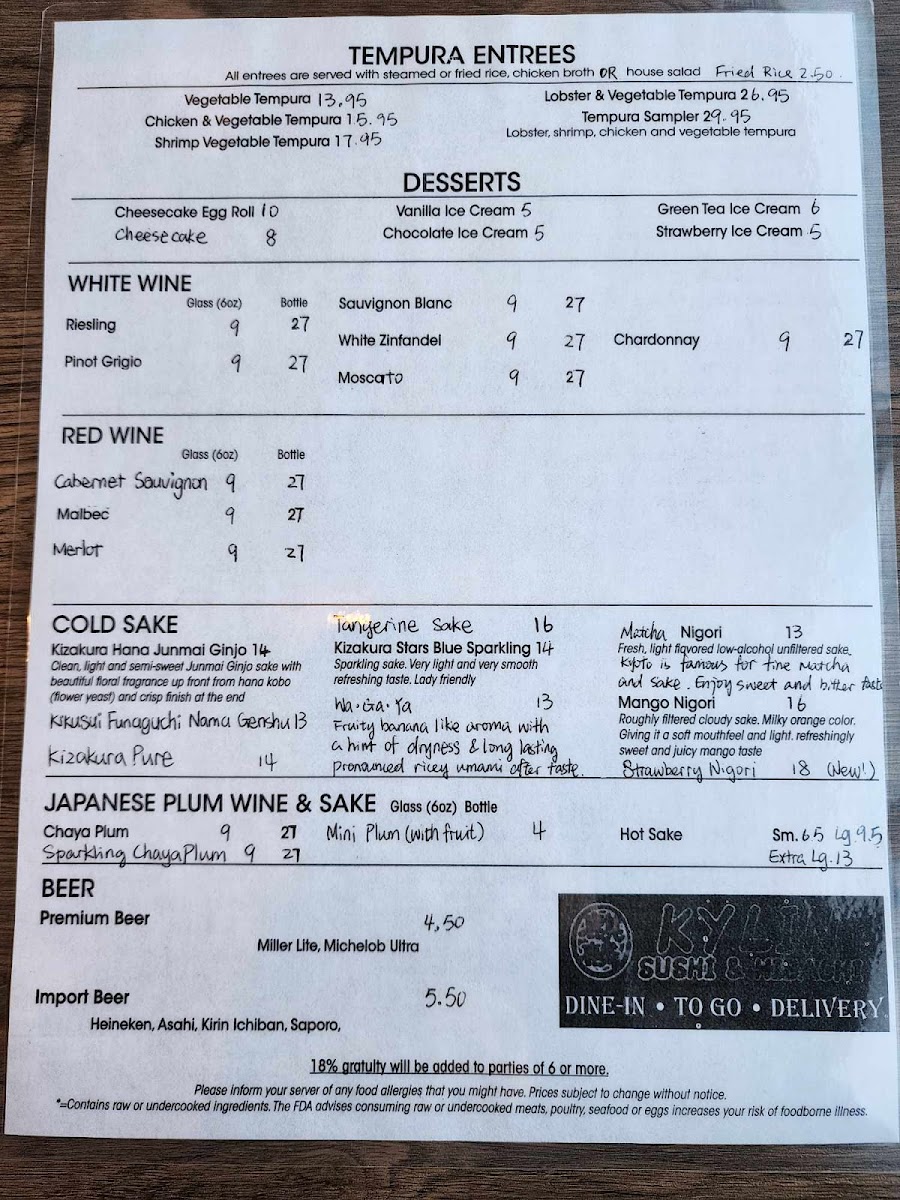 Menu Kylin Sushi & Hibachi-7