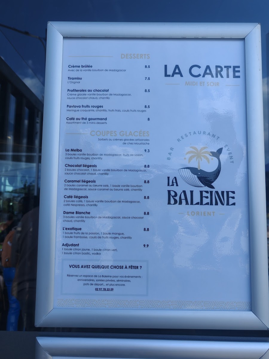 Menu La Baleine Bar - Restaurant - Event-7
