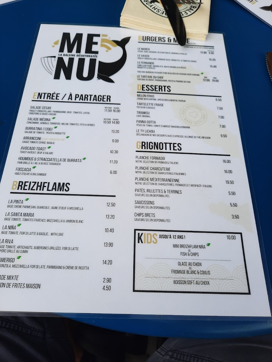 Menu La Baleine Bar - Restaurant - Event-8