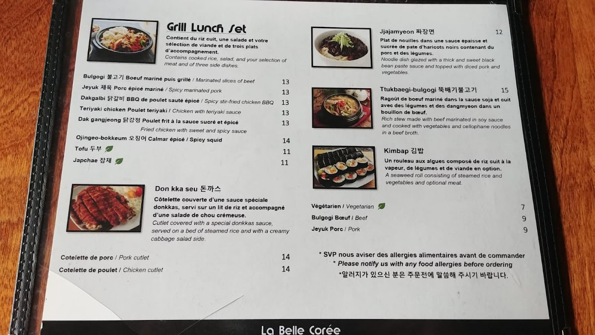 Menu La Belle Corée-1