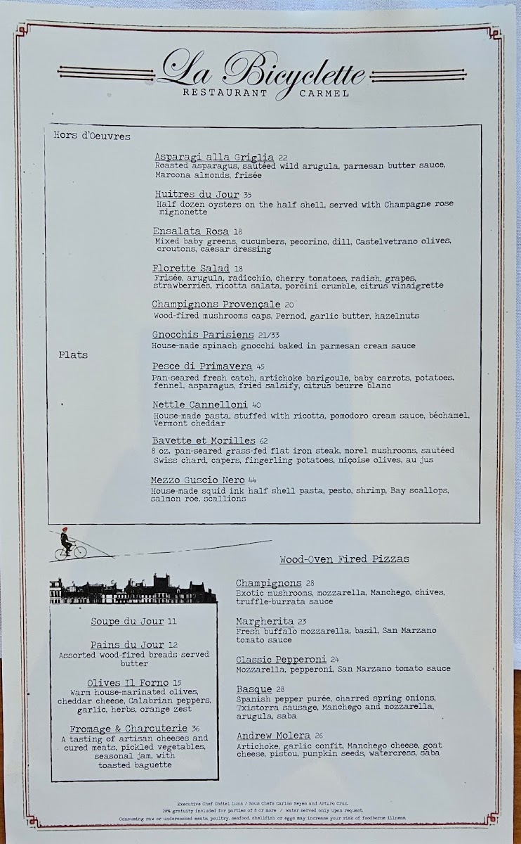 Menu La Bicyclette Restaurant-1