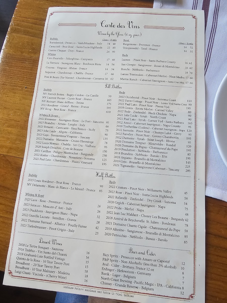 Menu La Bicyclette Restaurant-10
