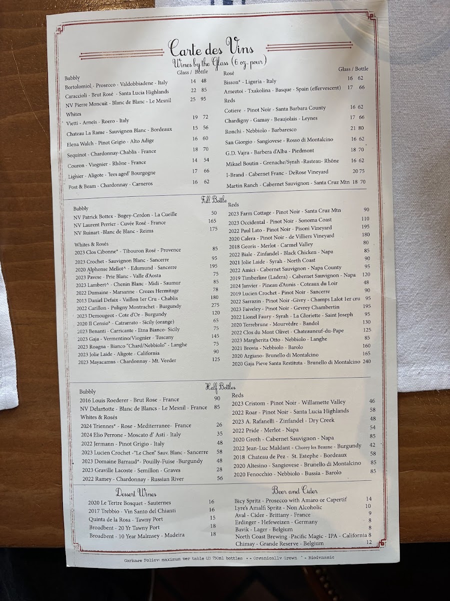 Menu La Bicyclette Restaurant-6
