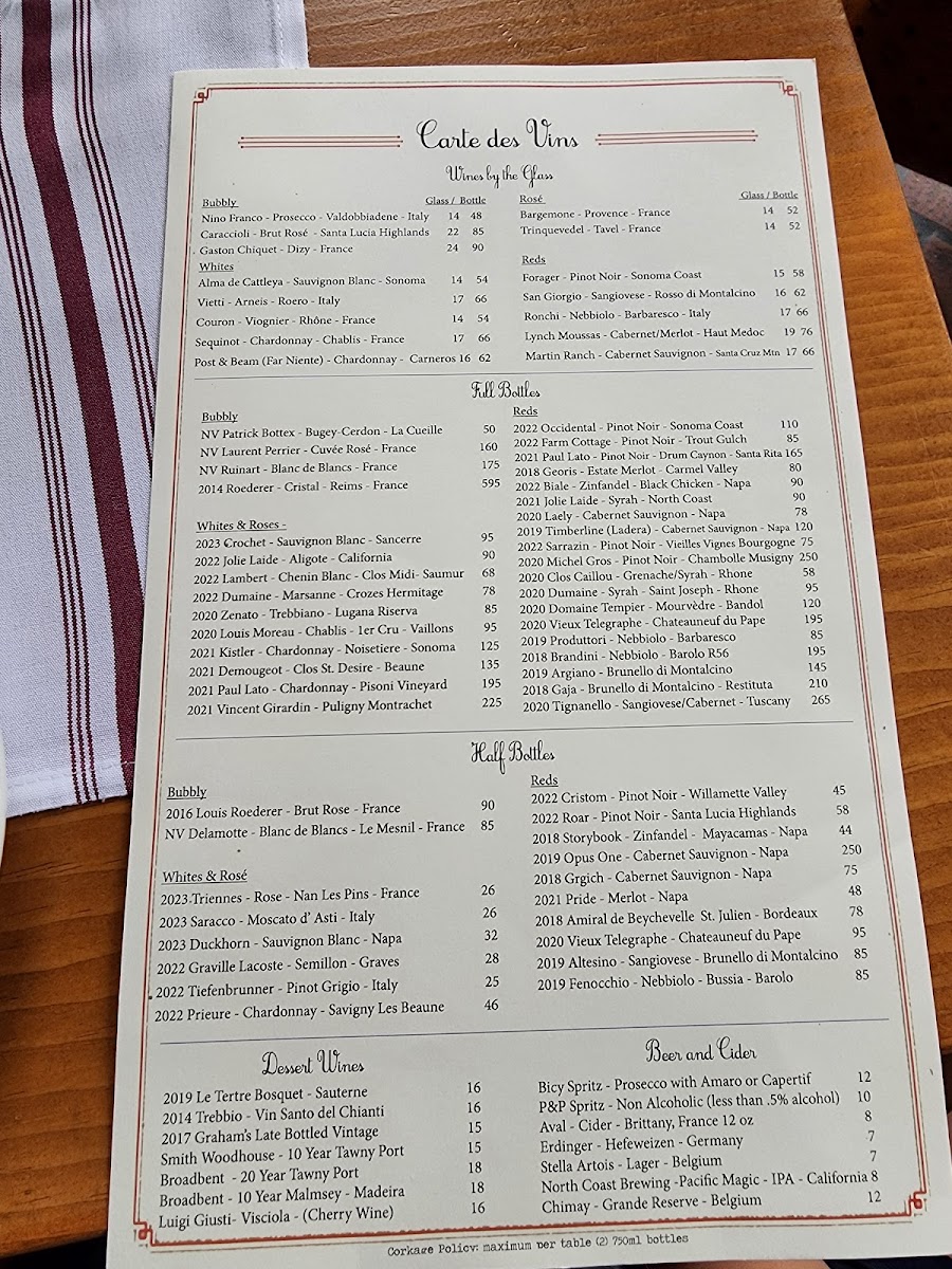Menu La Bicyclette Restaurant-7