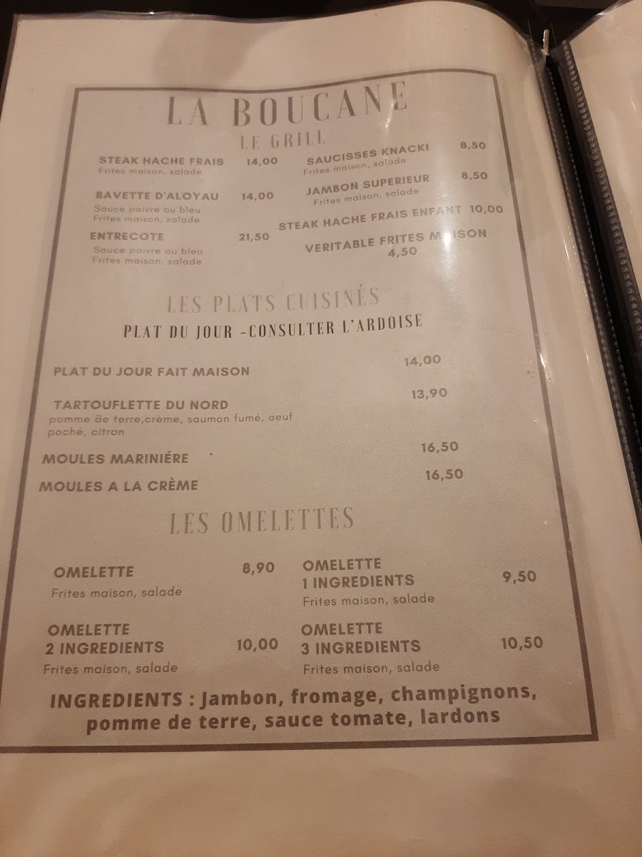 Menu La Boucane Aulnay Sous Bois-1