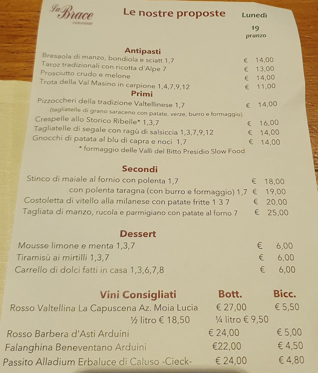 Menu La Brace - Hotel Ristorante Bar-1
