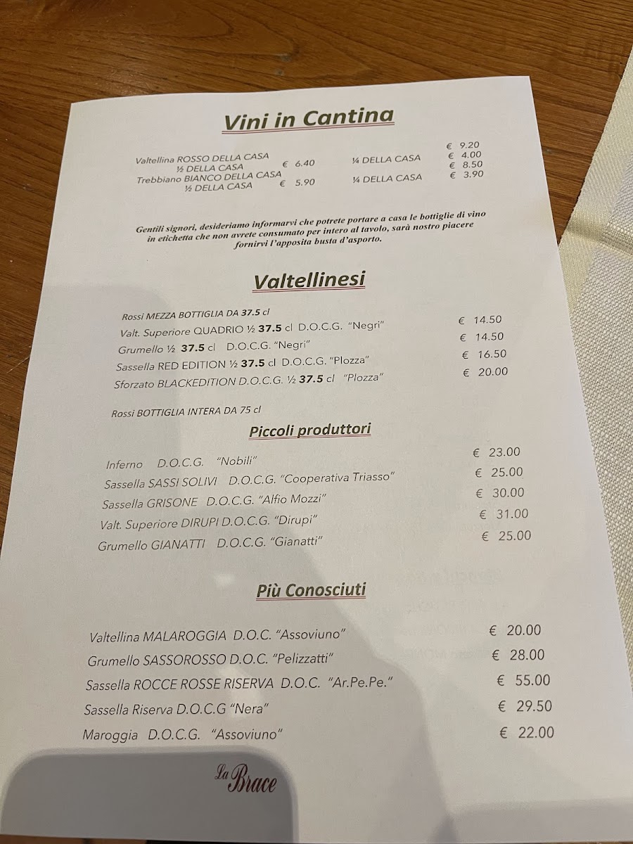 Menu La Brace - Hotel Ristorante Bar-9