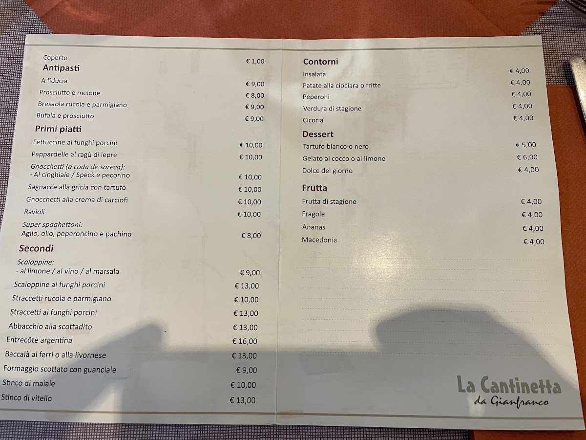 Menu La Cantinetta Da Gianfranco-1