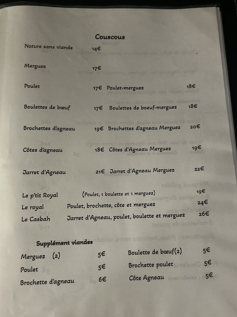 Menu La Casbah ( Ex Mouflon D'or) Farid Salhi-1