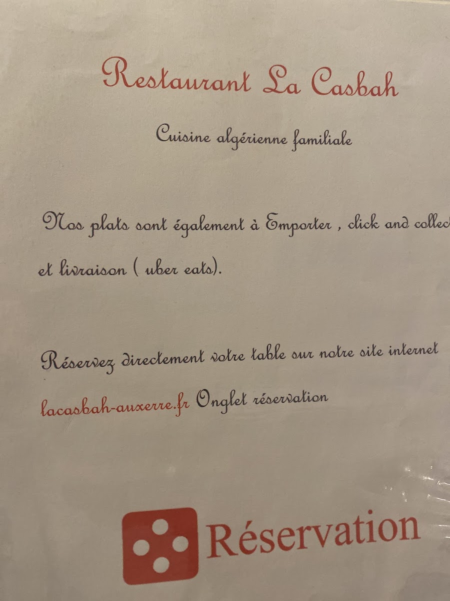Menu La Casbah ( Ex Mouflon D'or) Farid Salhi-7
