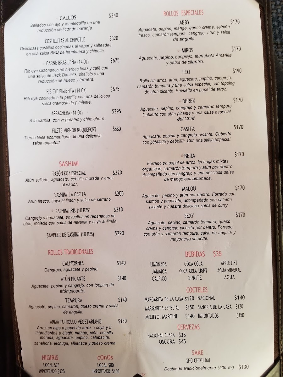 Menu La Casita Restaurant Bar-1