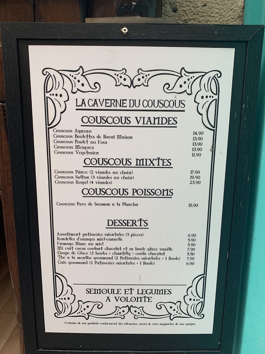 Menu La Caverne Du Couscous-4