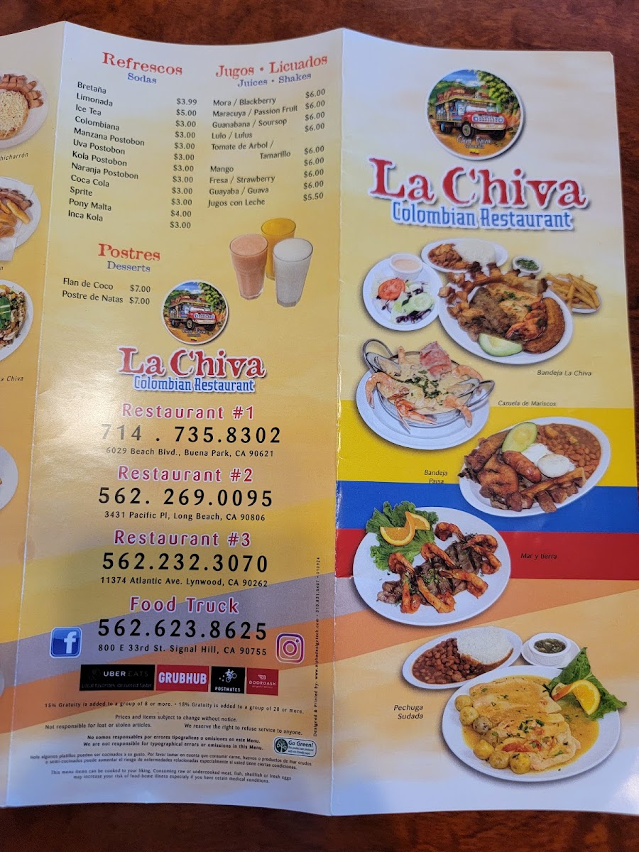 Menu La Chiva Colombian Restaurant-10