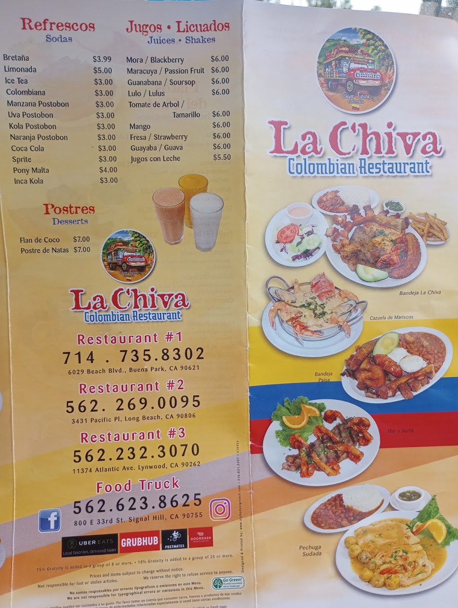 Menu La Chiva Colombian Restaurant-2
