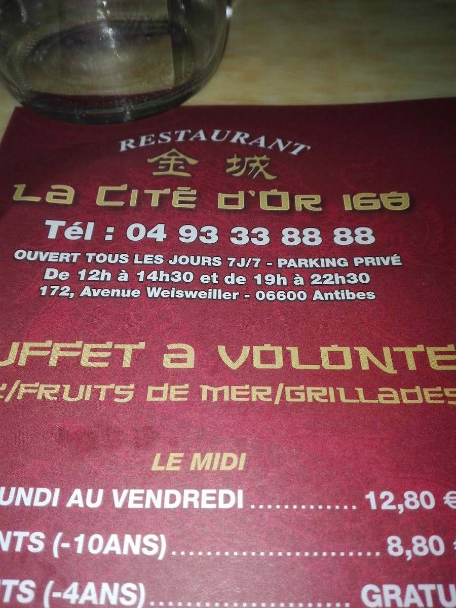 Menu La Cité D'or 168-10