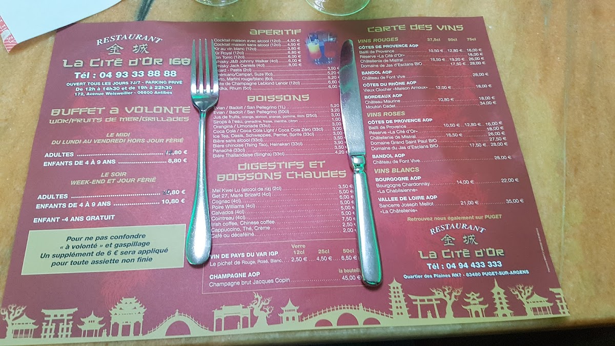 Menu La Cité D'or 168-2