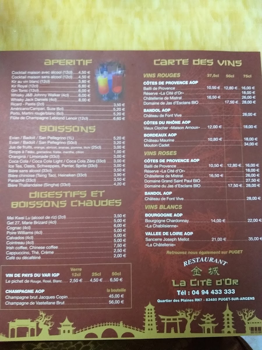 Menu La Cité D'or 168-6